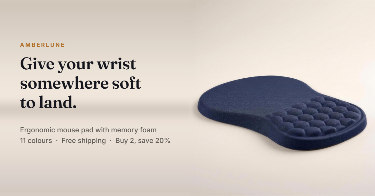 Amberlune ergonomic mouse pad with memory-foam wrist rest in dark blue