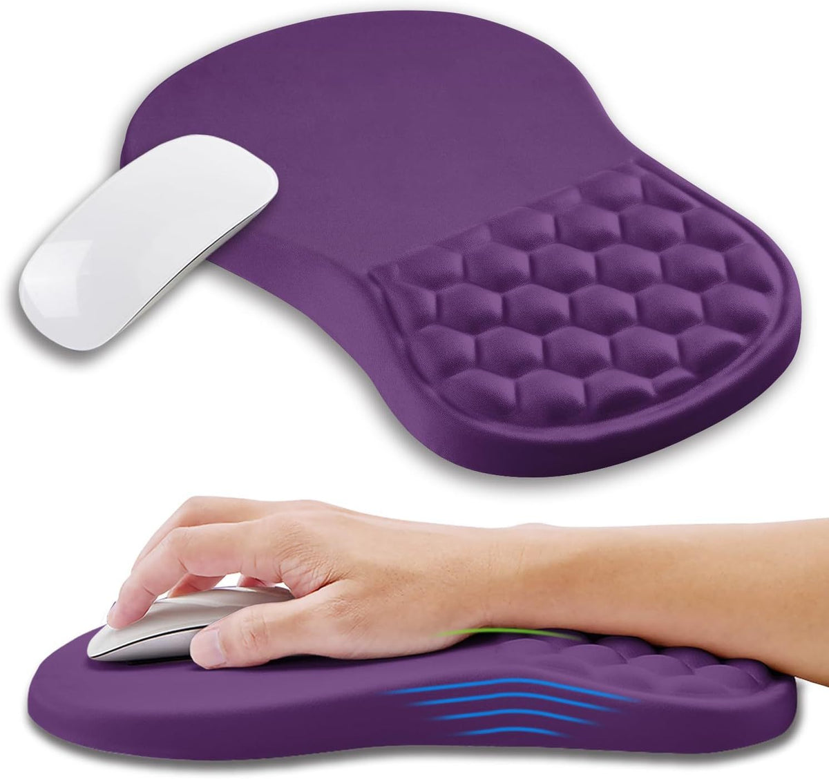 Ergonomic mouse pad with wrist rest in Purple