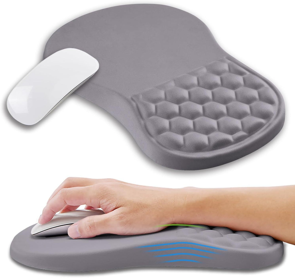 Ergonomic mouse pad with wrist rest in Gray