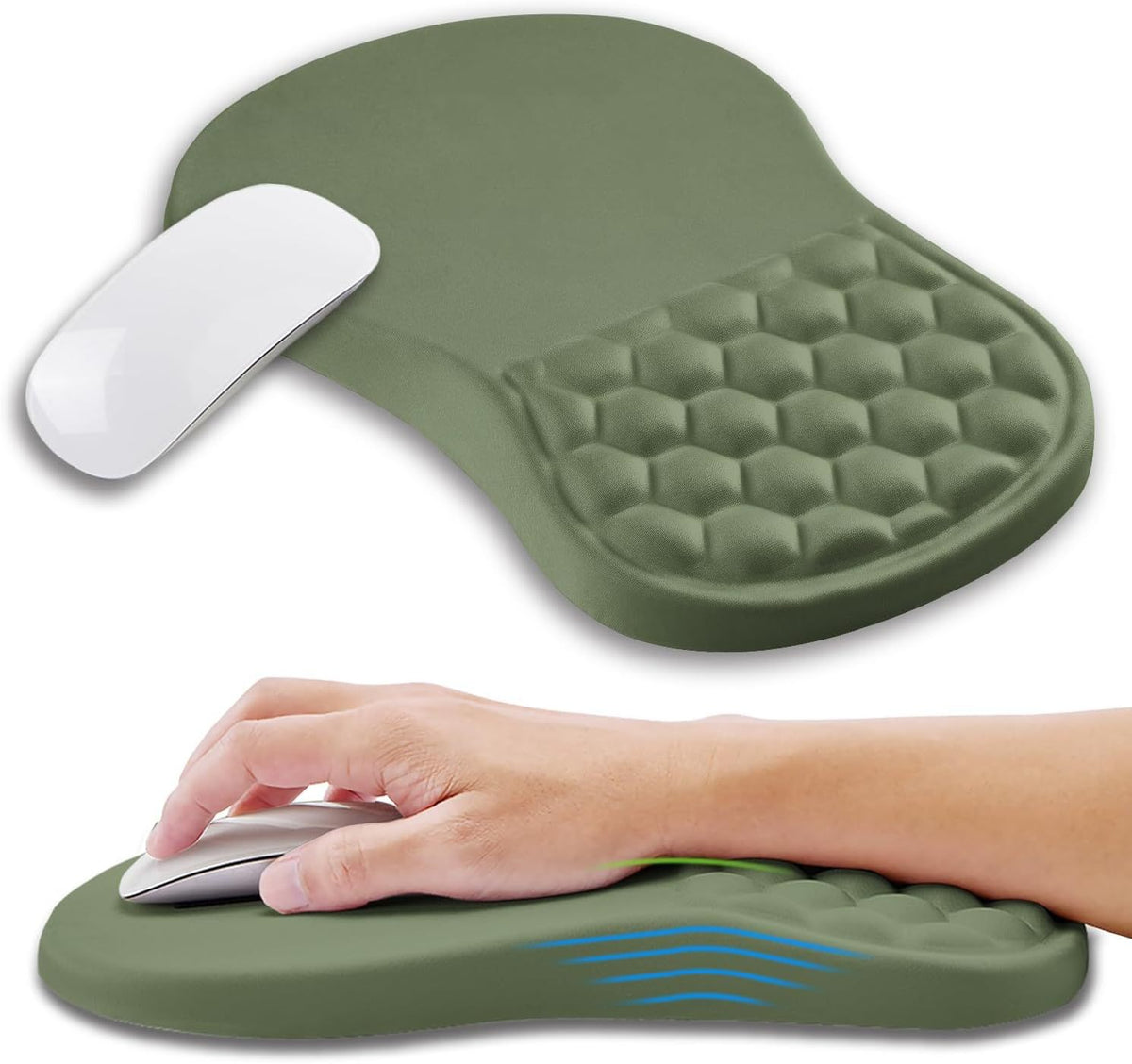 Ergonomic mouse pad with wrist rest in Dark green
