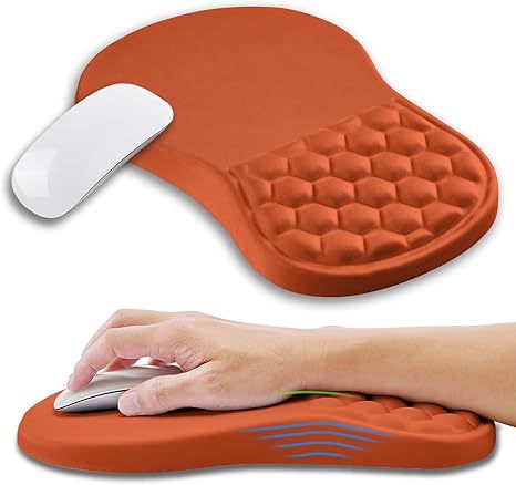 Ergonomic mouse pad with wrist rest in Orange