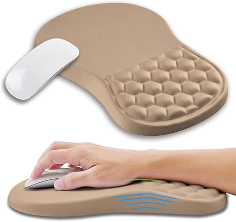 Ergonomic mouse pad with wrist rest in Khaki