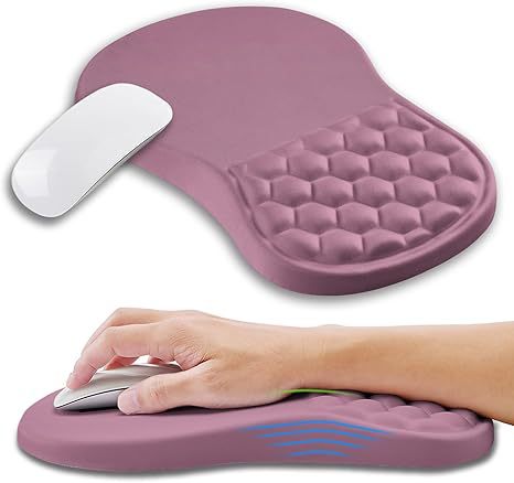 Ergonomic mouse pad with wrist rest in Deep pink