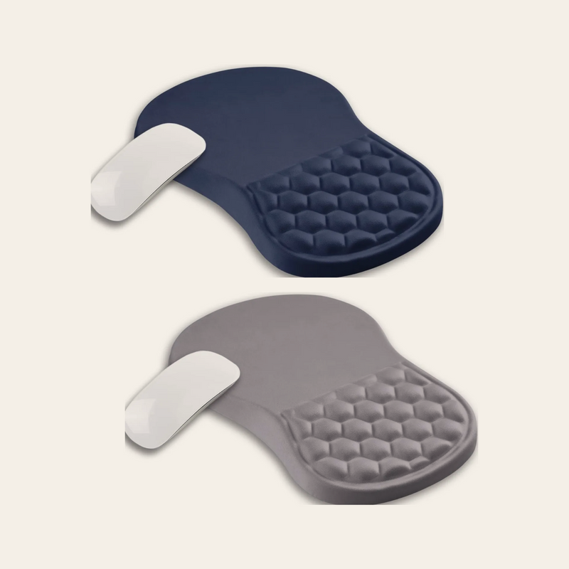 Two ergonomic mouse pads in different colours