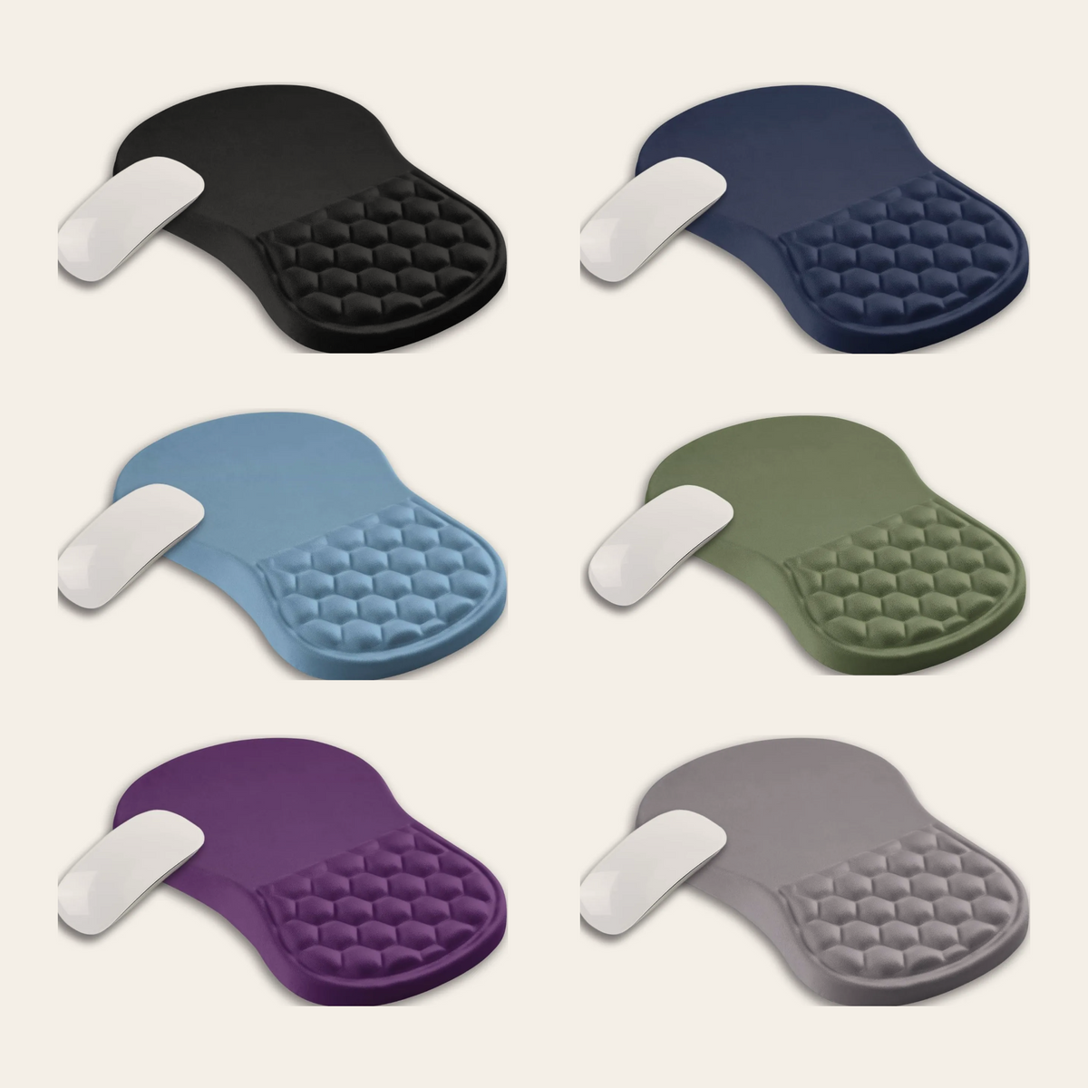 Six of the eleven mouse pad colours